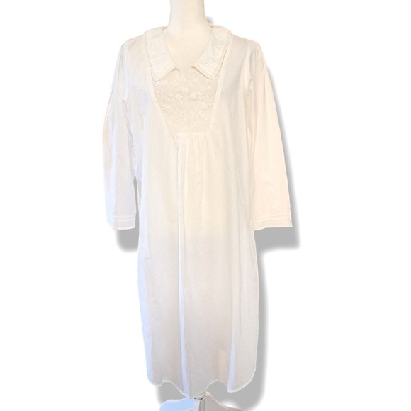 April Cornell White Prairie Cottagecore Cotton Embroidered Lace Nightgown S NWT - Picture 1 of 16